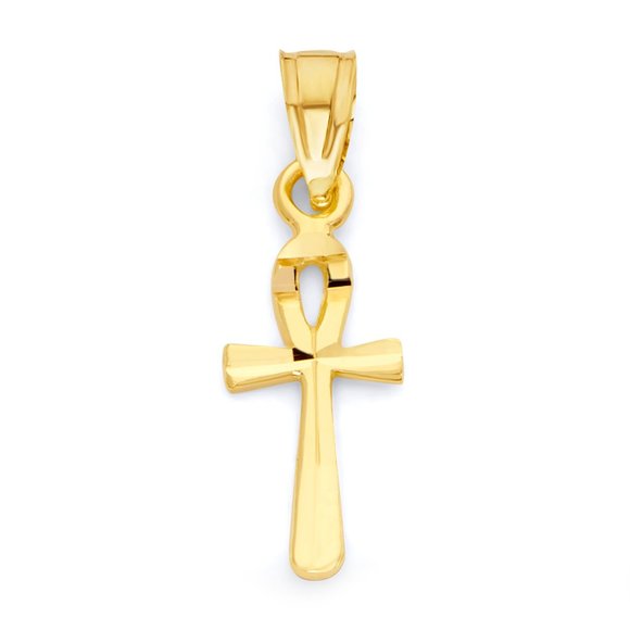 10k Solid Gold Ankh Pendant - Egyptian Symbolic Cross Jewelry Gifts for Her - Picture 1 of 6